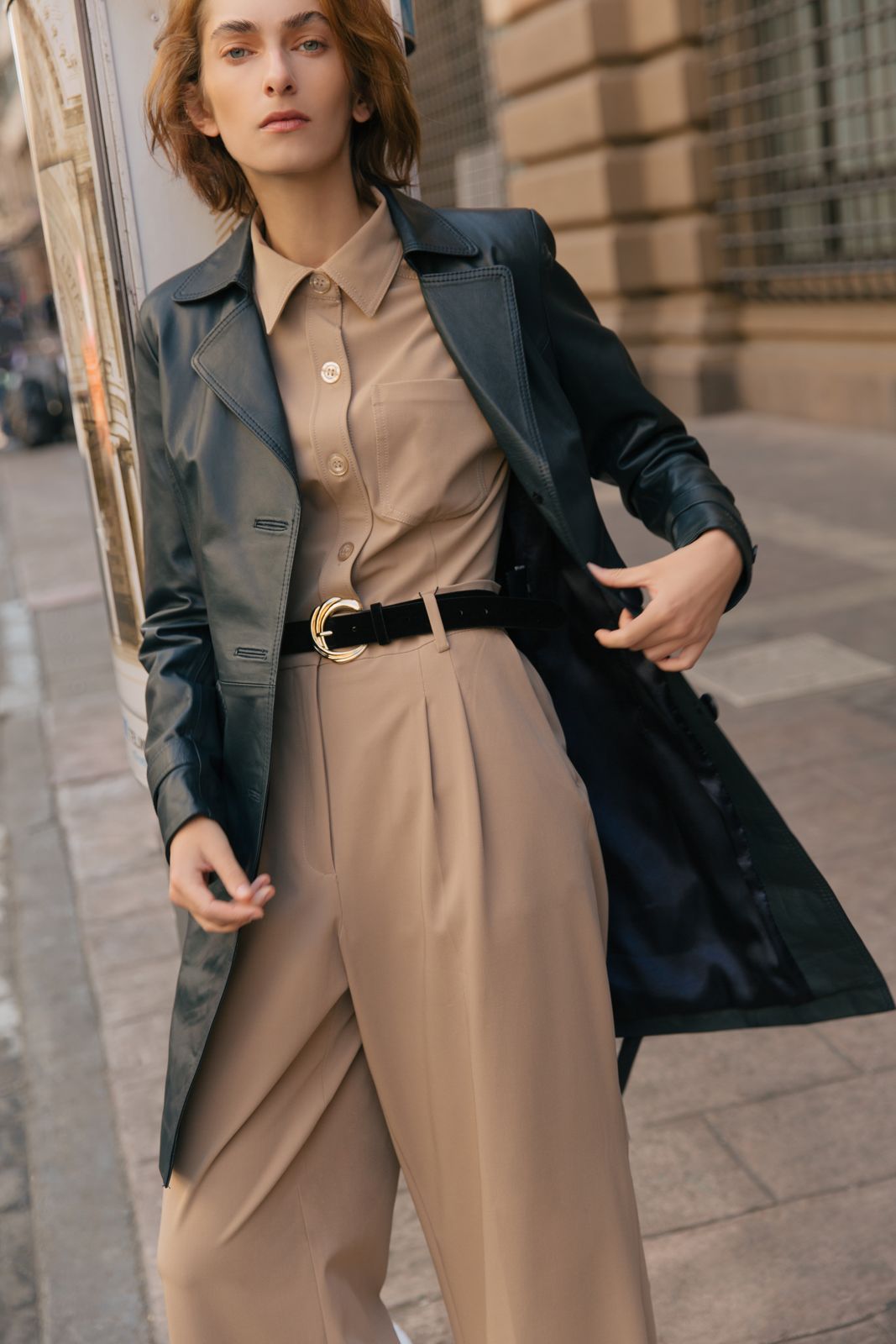 LEATHER COAT WITH BELT – NAKED BOUTIQUE