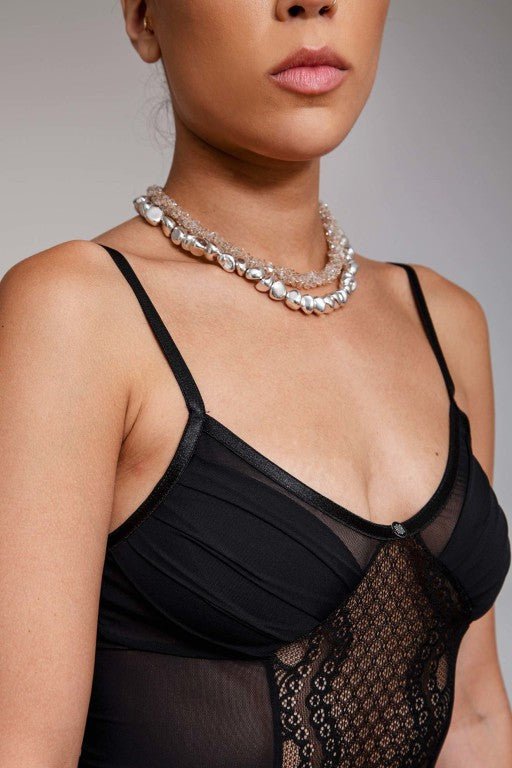 COLLAR DE AGATAS BAÑADAS EN PLATA - NAKED BOUTIQUE