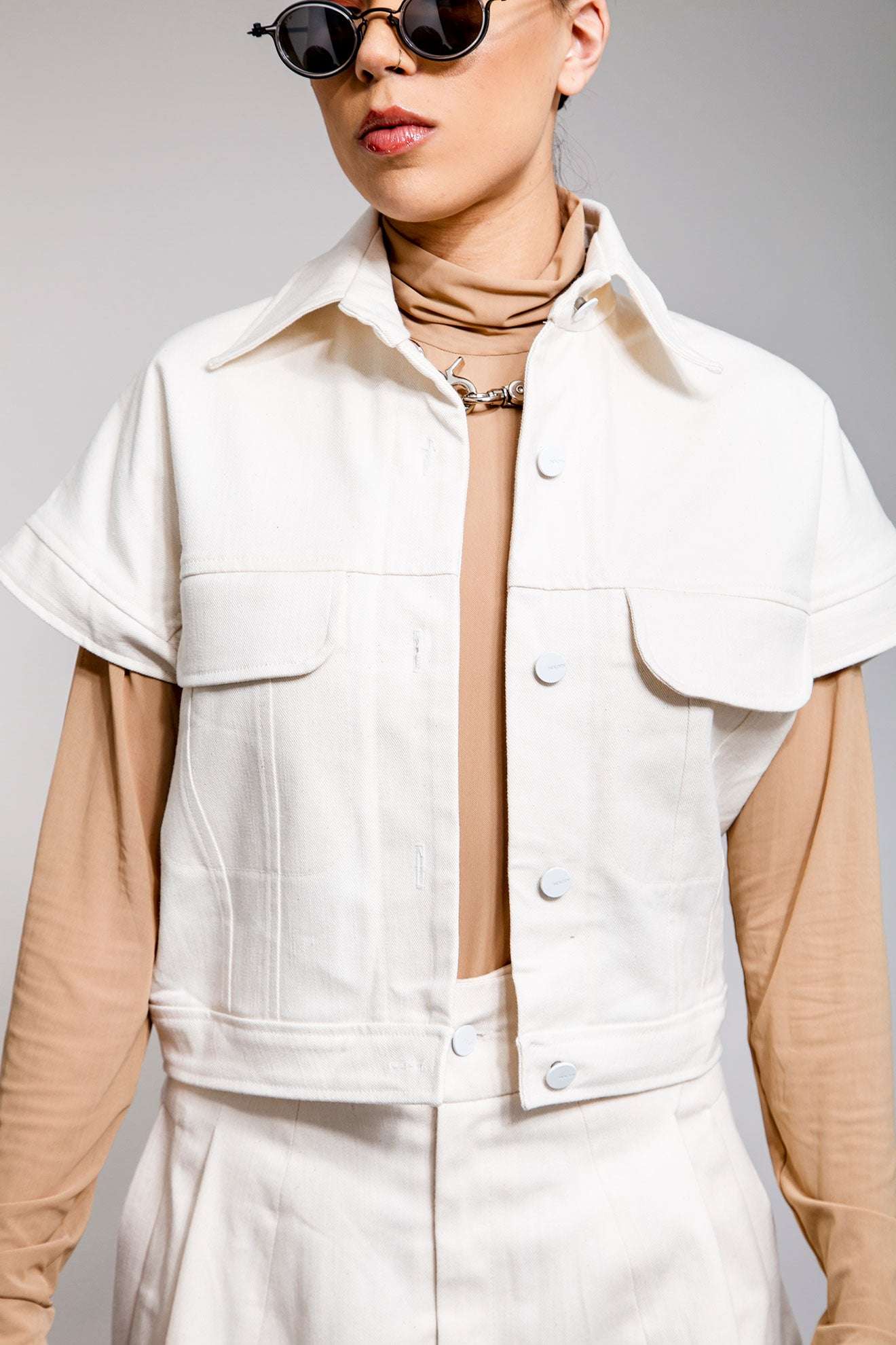 ZIP FRONT POLO MEDIANO MEZCLILLA