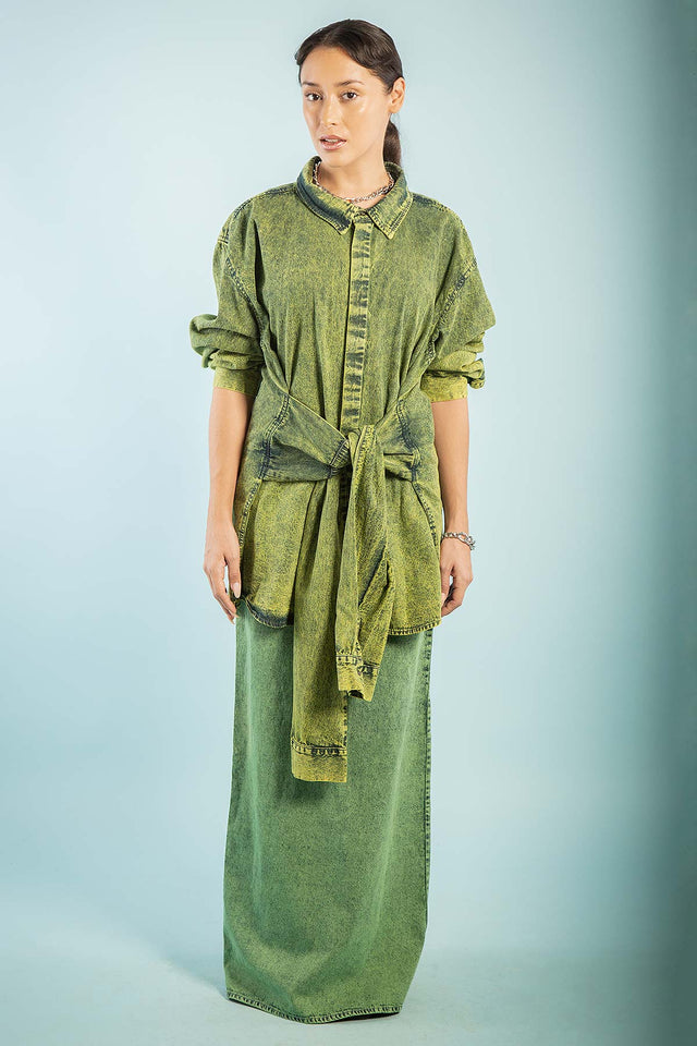 CAMISA MEZCLILA MANGAS EXTRAS