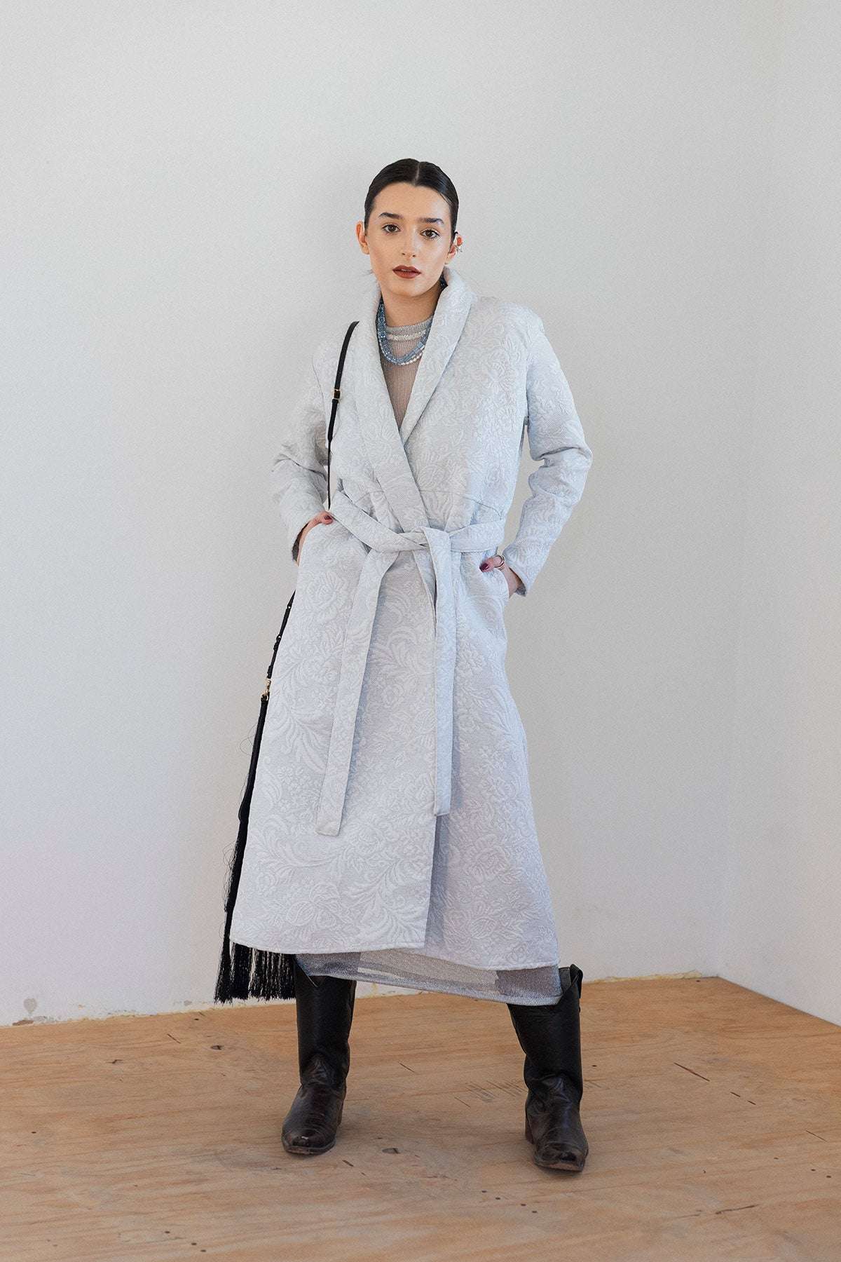 COTTON BOHO COAT UNITALLA S-G PLATA