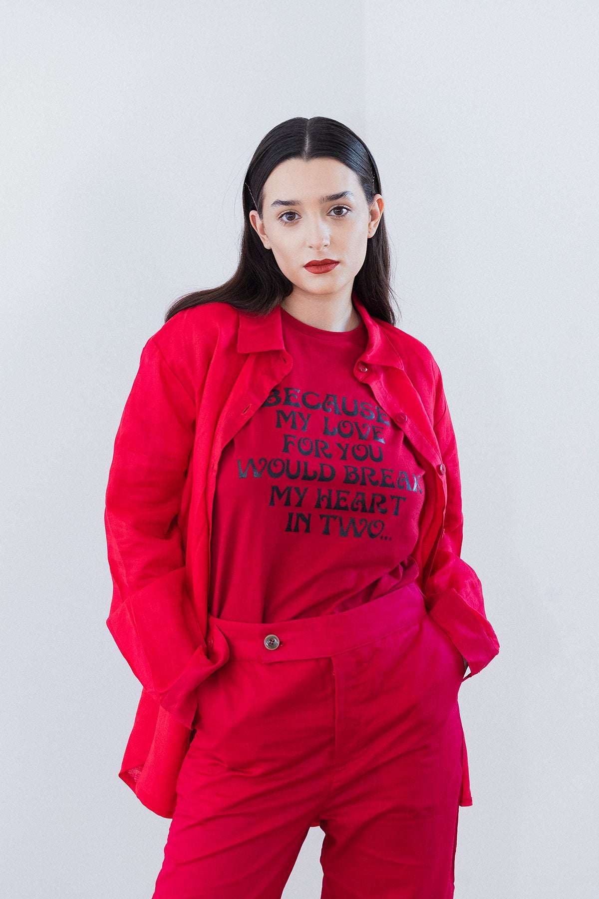 BECAUSE MY LOVE FOR YOU WOULD BREAK MY HEART TEE CHICO ROJO