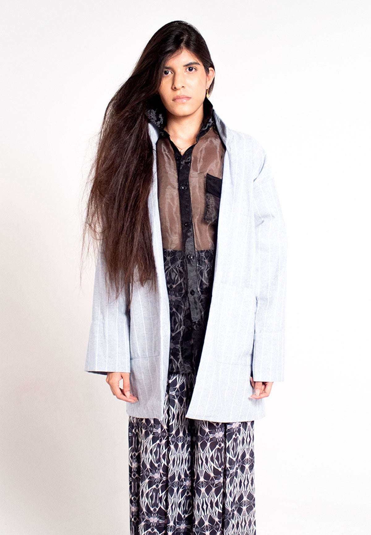 Oversized Boho Blazer UNITALLA S-M AZUL CLARO