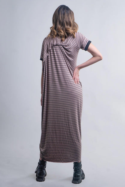 DRAPED STRIPED DRESS