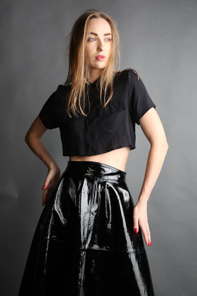 FALDA A LA CINTURA LARGA DE PIEL DE CHAROL - NAKED BOUTIQUE